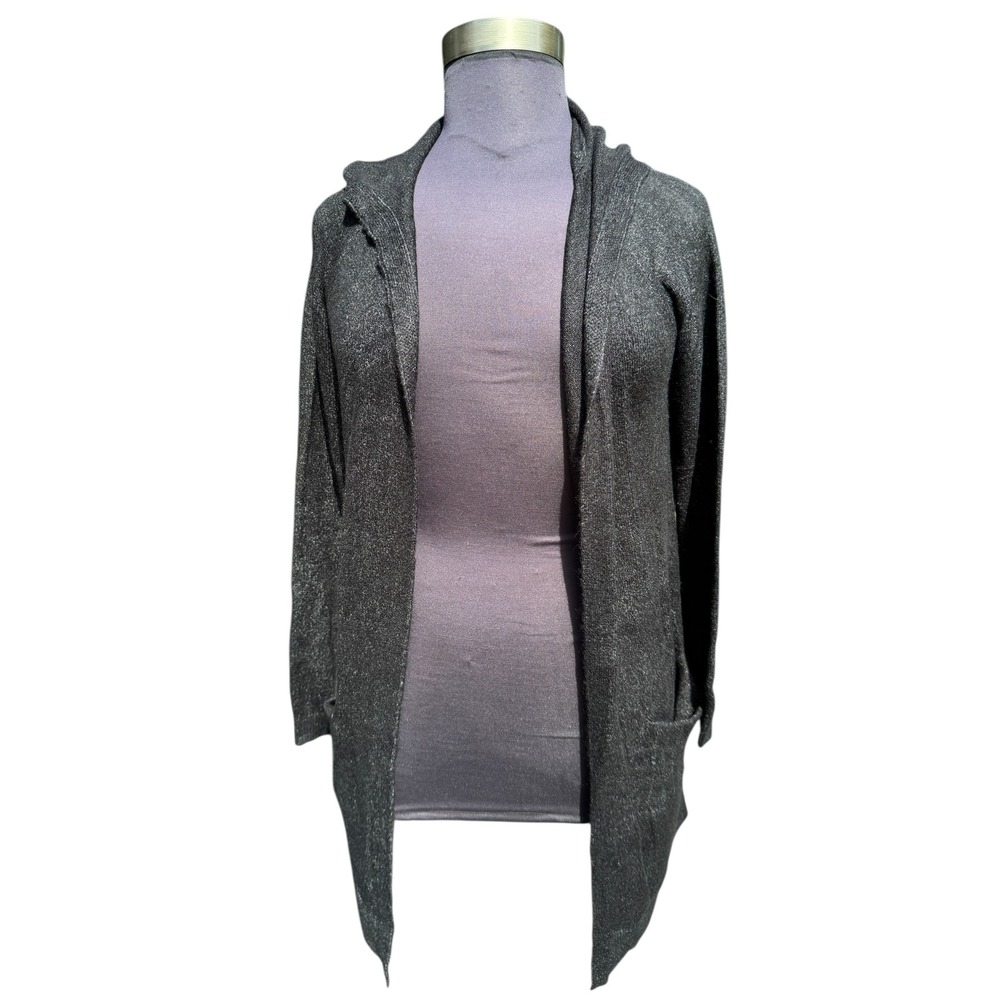 Old Navy Gray Hooded Cardigan Sweater Women's M Open Front Knit Duster NWT